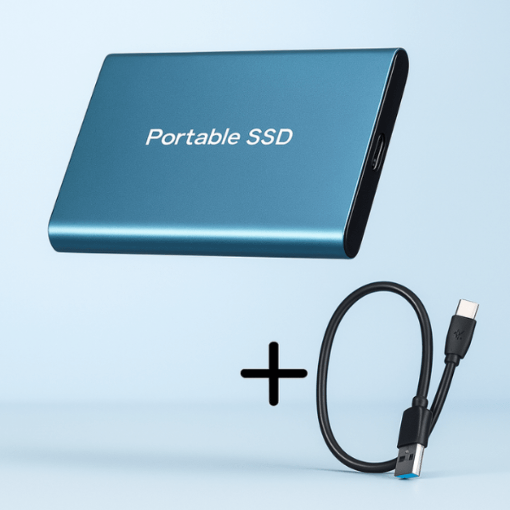 Disco SSD externo portátil con USB-C de alta velocidad y diseño resistente al agua