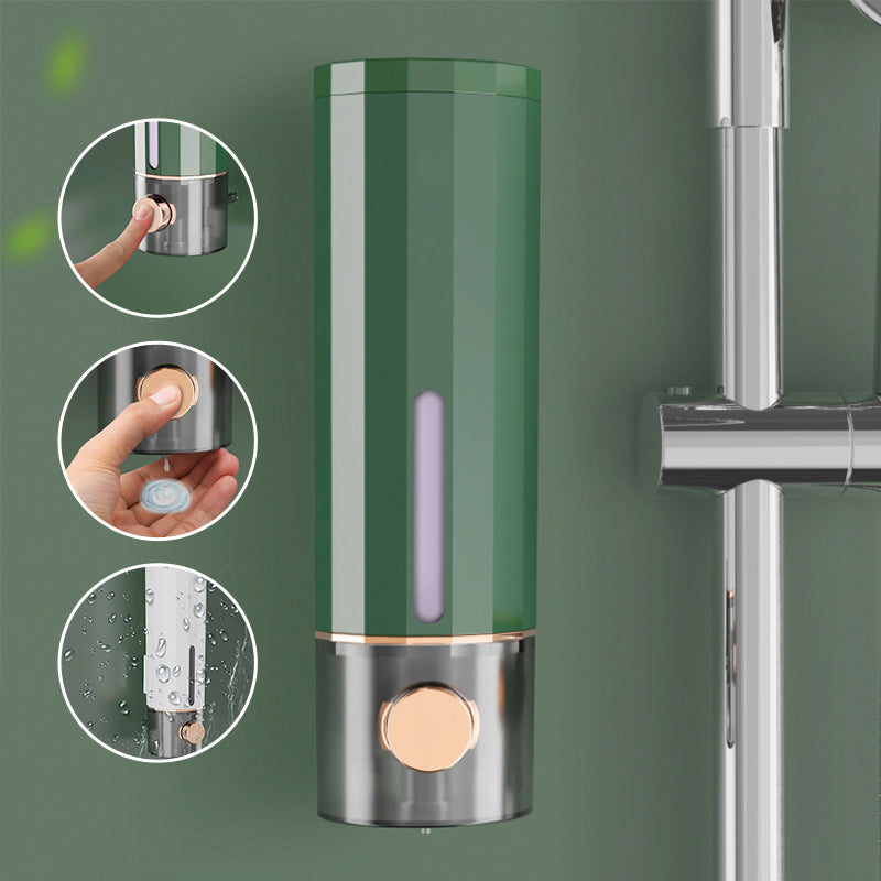 Dispensador de jabón de pared para ducha en blanco/verde oscuro