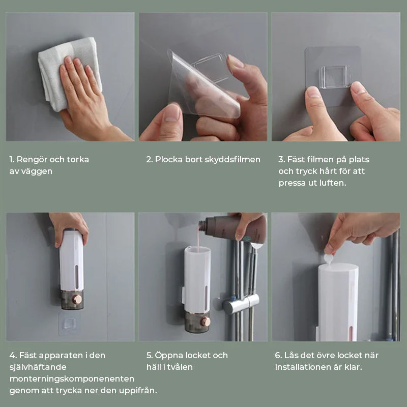 Dispensador de jabón de pared para ducha en blanco/verde oscuro