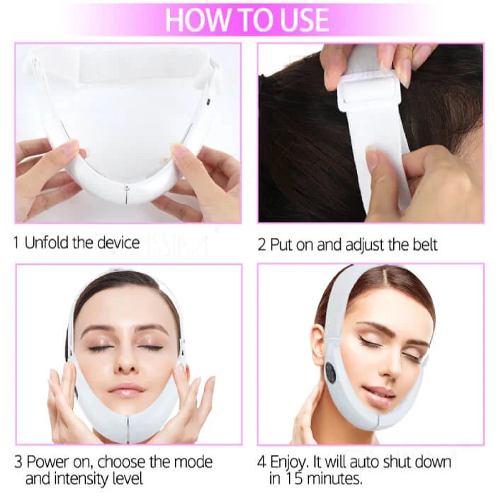 Dispositivo de tonificación y lifting facial en forma de V con microcorrientes y tecnología infrarroja