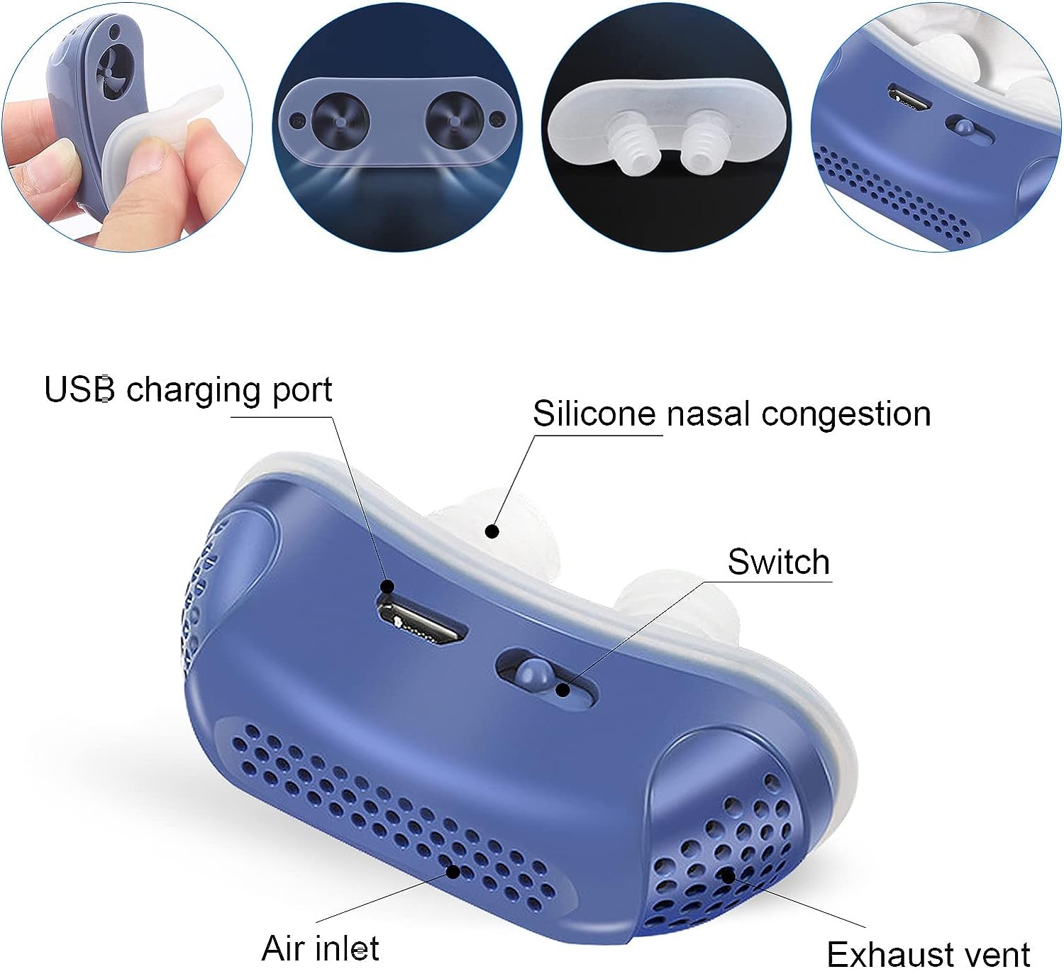 Dispositivo micro CPAP para la apnea del sueño - Antirronquidos