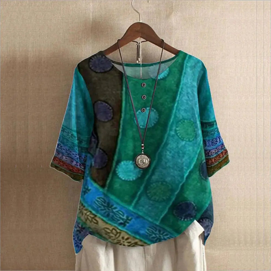Elegante blusa de cuello redondo