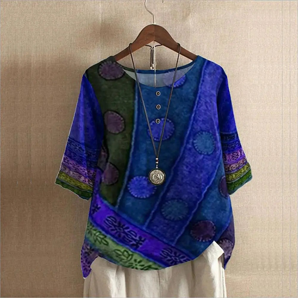 Elegante blusa de cuello redondo