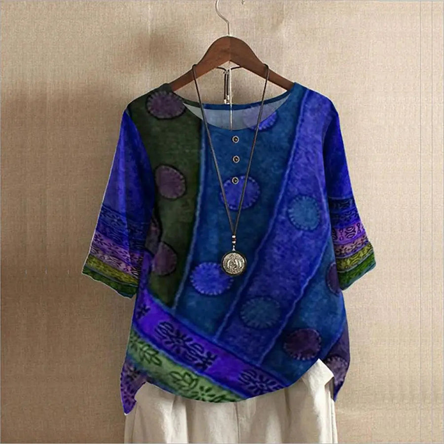 Elegante blusa de cuello redondo