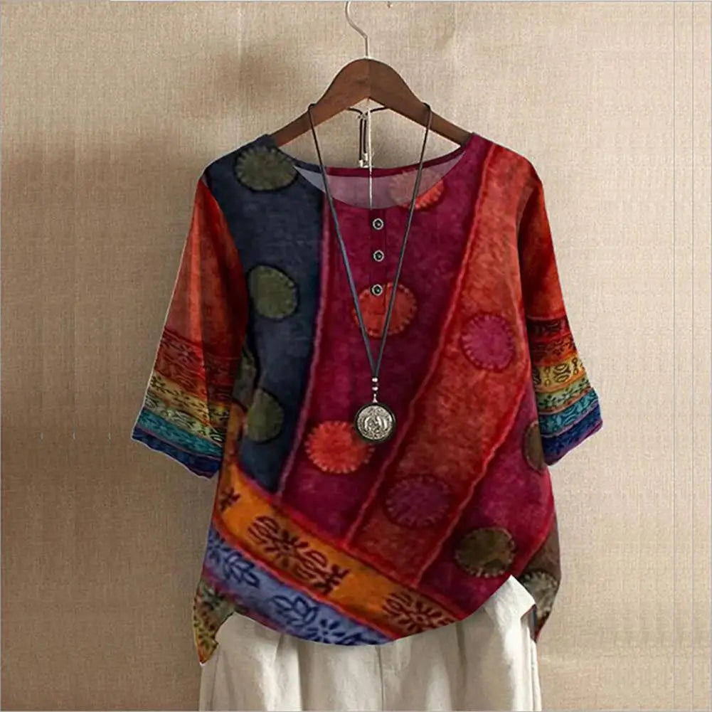 Elegante blusa de cuello redondo