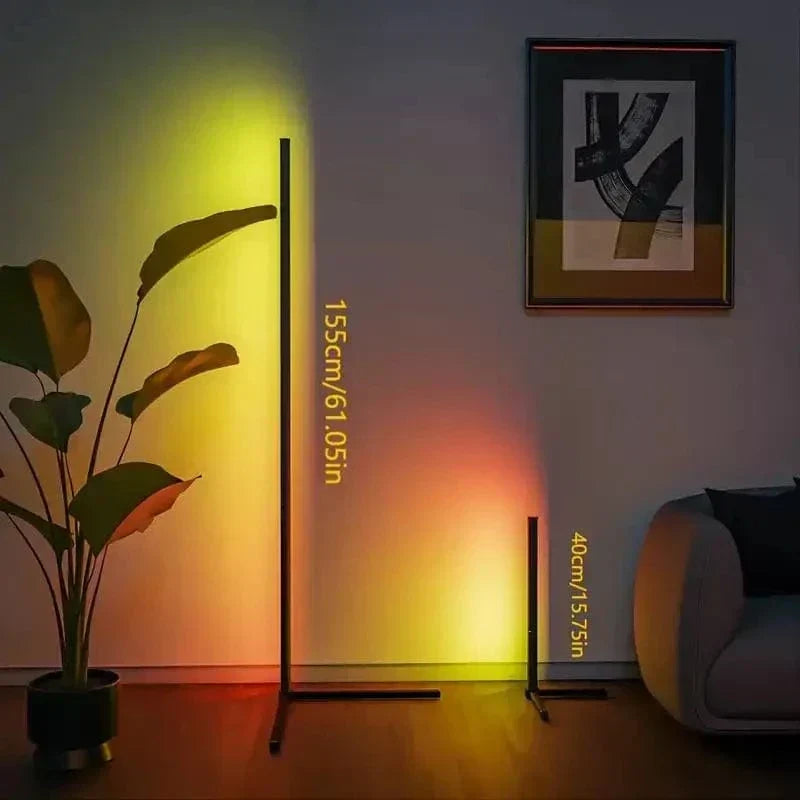 Elegante lámpara de esquina RGB con mando a distancia – Iluminación moderna