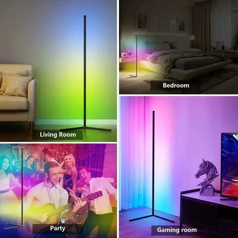 Elegante lámpara de esquina RGB con mando a distancia – Iluminación moderna