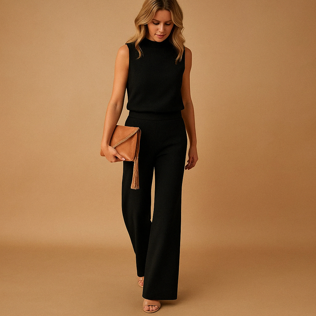Elegante mono para mujer sin mangas con cinturón