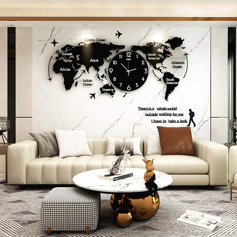 Elegante reloj de pared con diseño retro de mapa del mundo de 60 cm