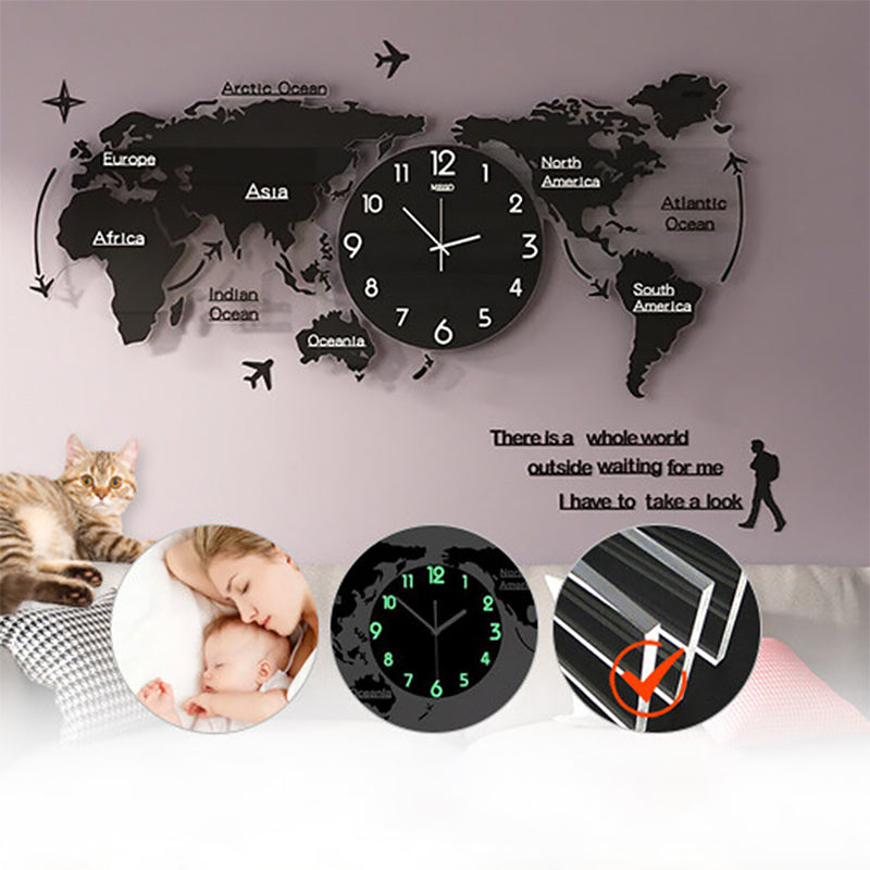 Elegante reloj de pared con diseño retro de mapa del mundo de 60 cm