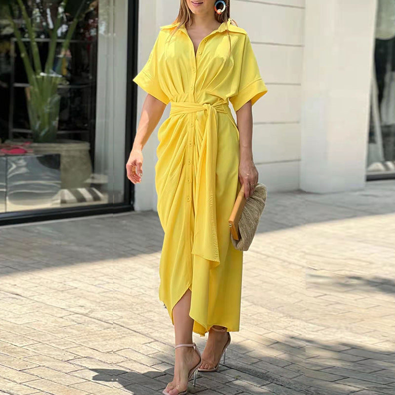 Elegante vestido de verano fruncido para un confort con estilo