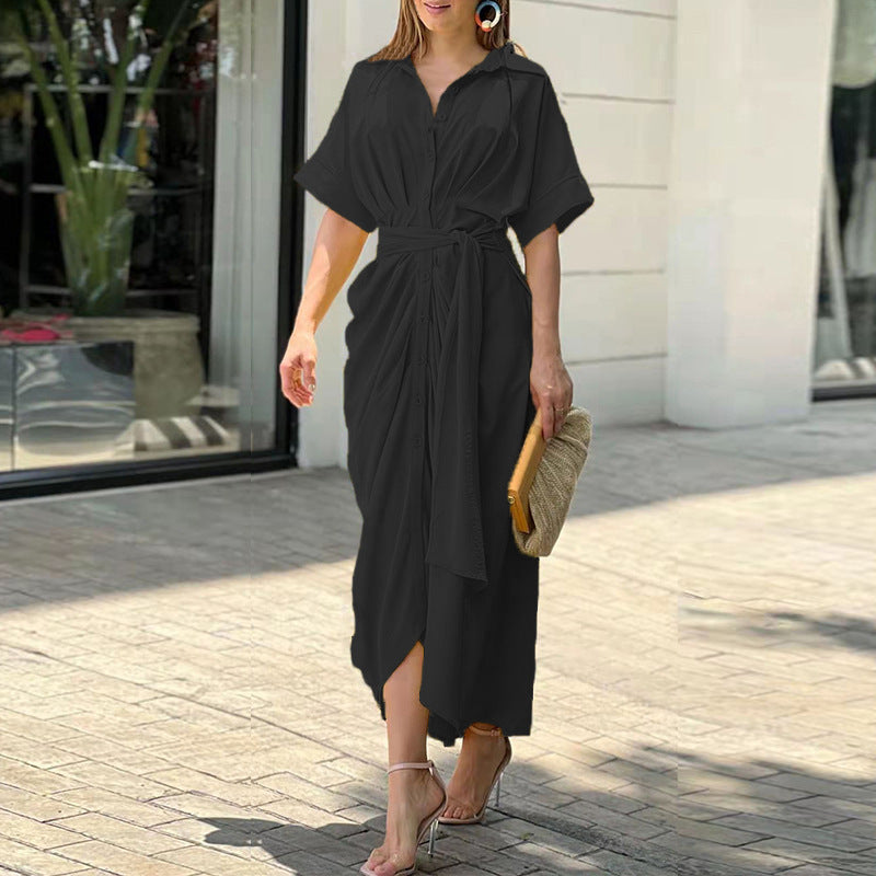 Elegante vestido de verano fruncido para un confort con estilo