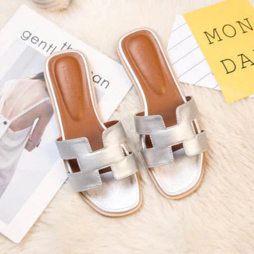 Elegantes Chancletas Mules para Mujer con Diseño en H