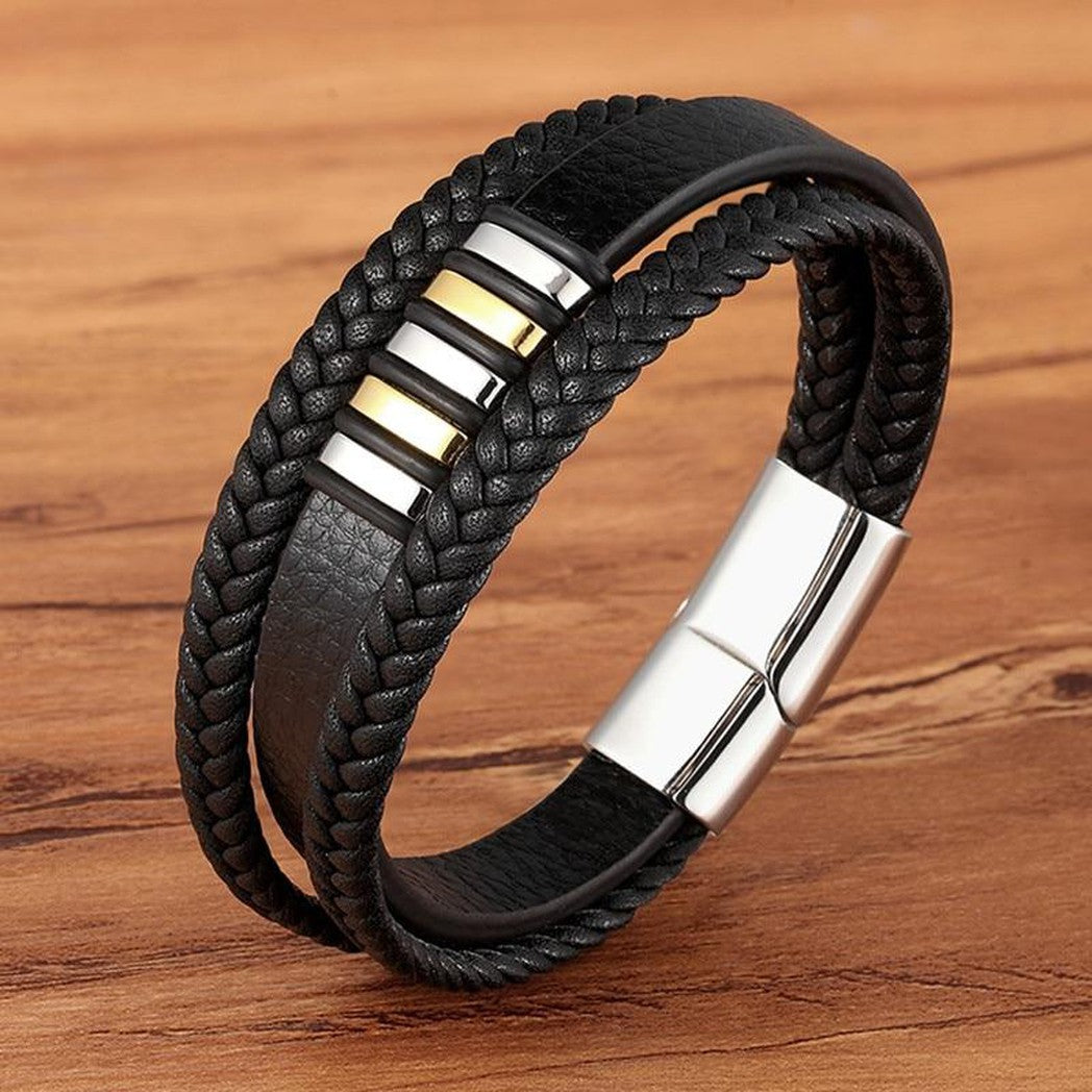 Elegantes pulseras de cuero genuino para hombre