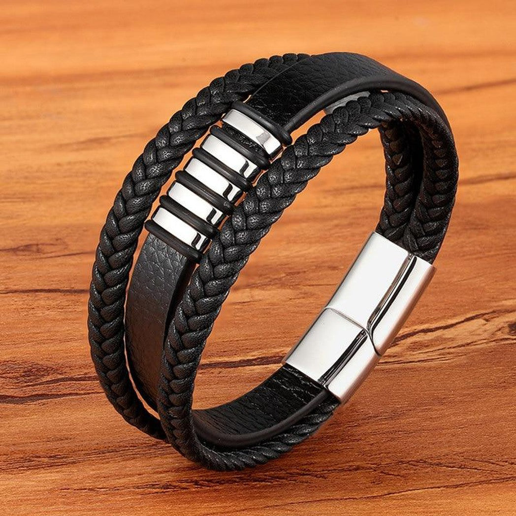 Elegantes pulseras de cuero genuino para hombre