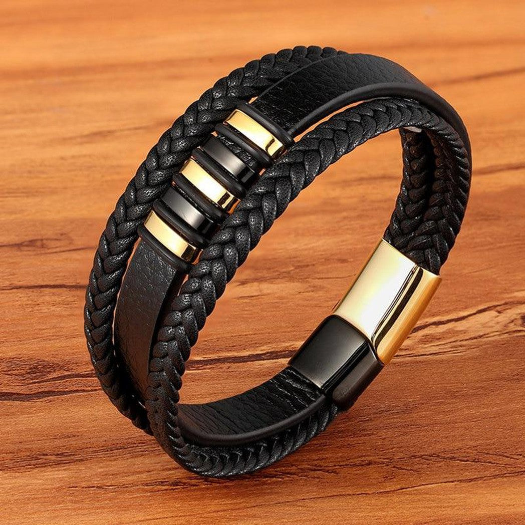 Elegantes pulseras de cuero genuino para hombre