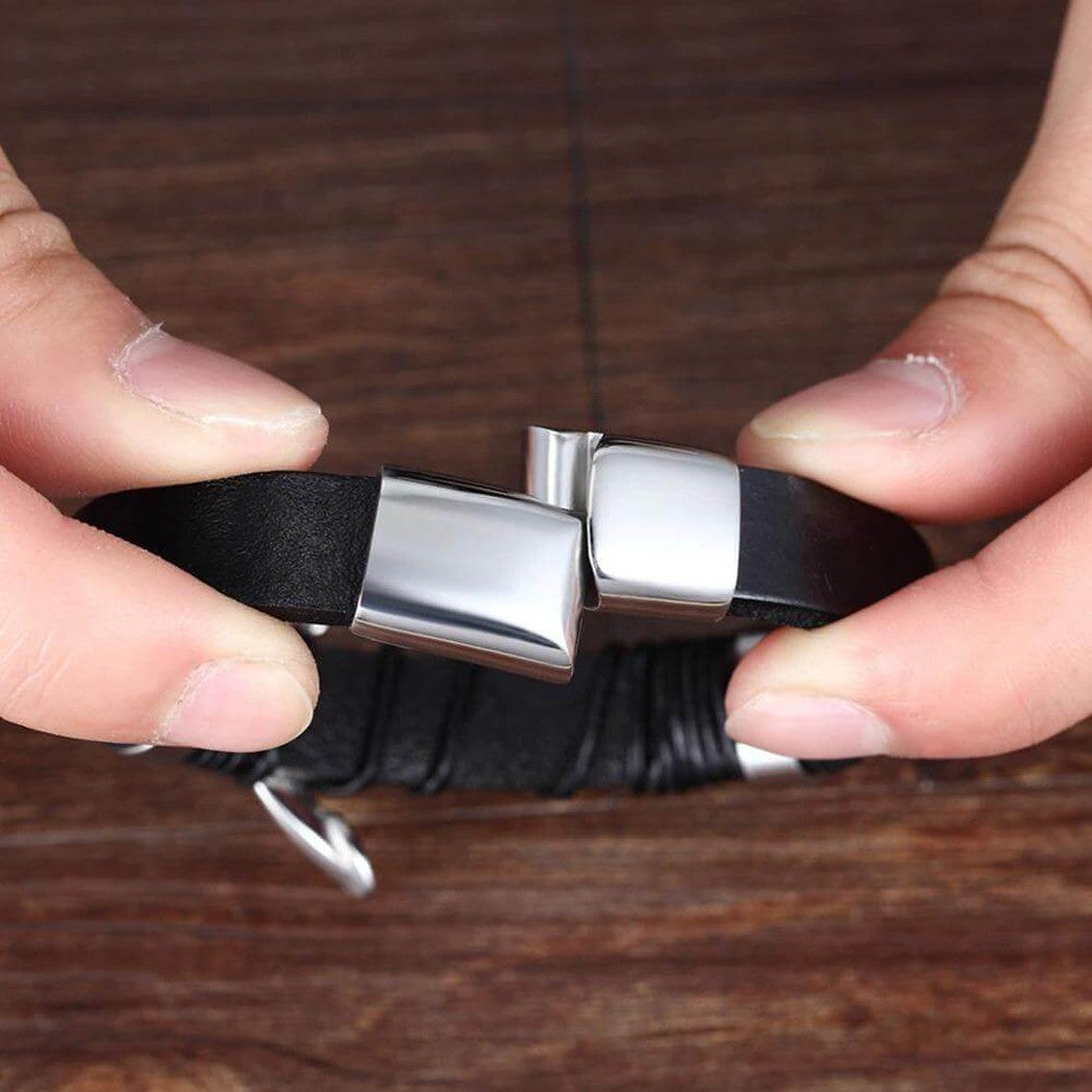 Elegantes pulseras de cuero genuino para hombre