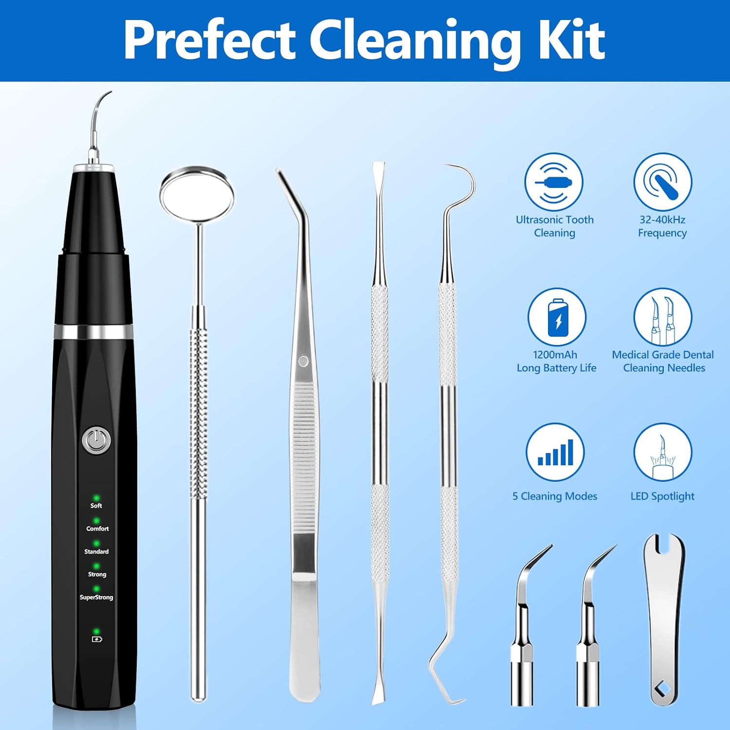 Eliminador de Placa Ultrasónico para Perros y Gatos - Kit de Limpieza Dental para Sarro y Manchas