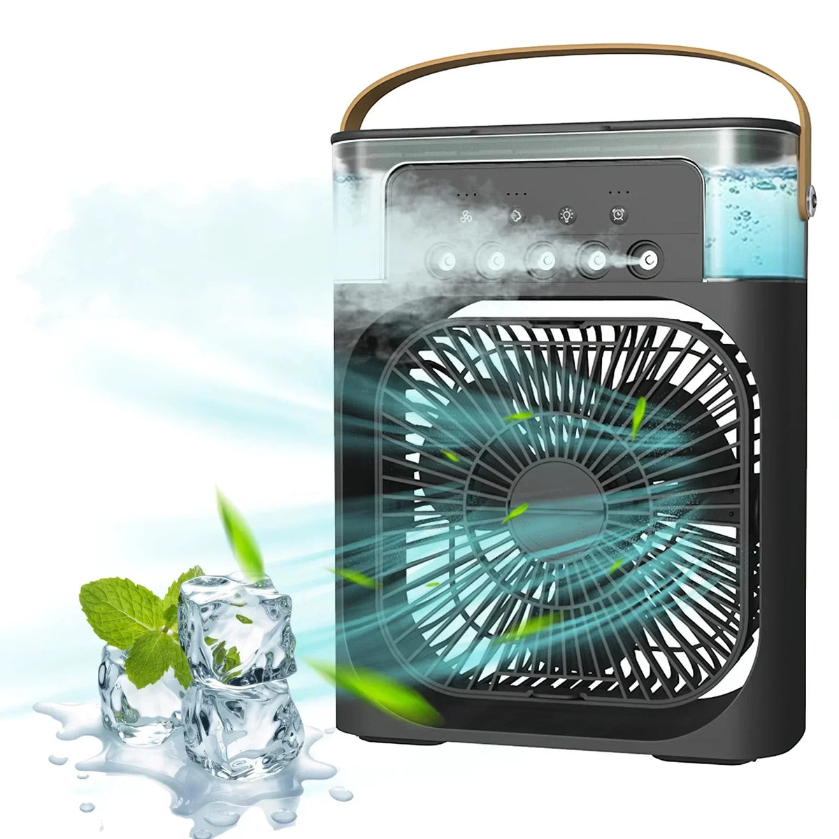Enfriador de aire portátil 3 en 1 con humidificador y luz nocturna LED