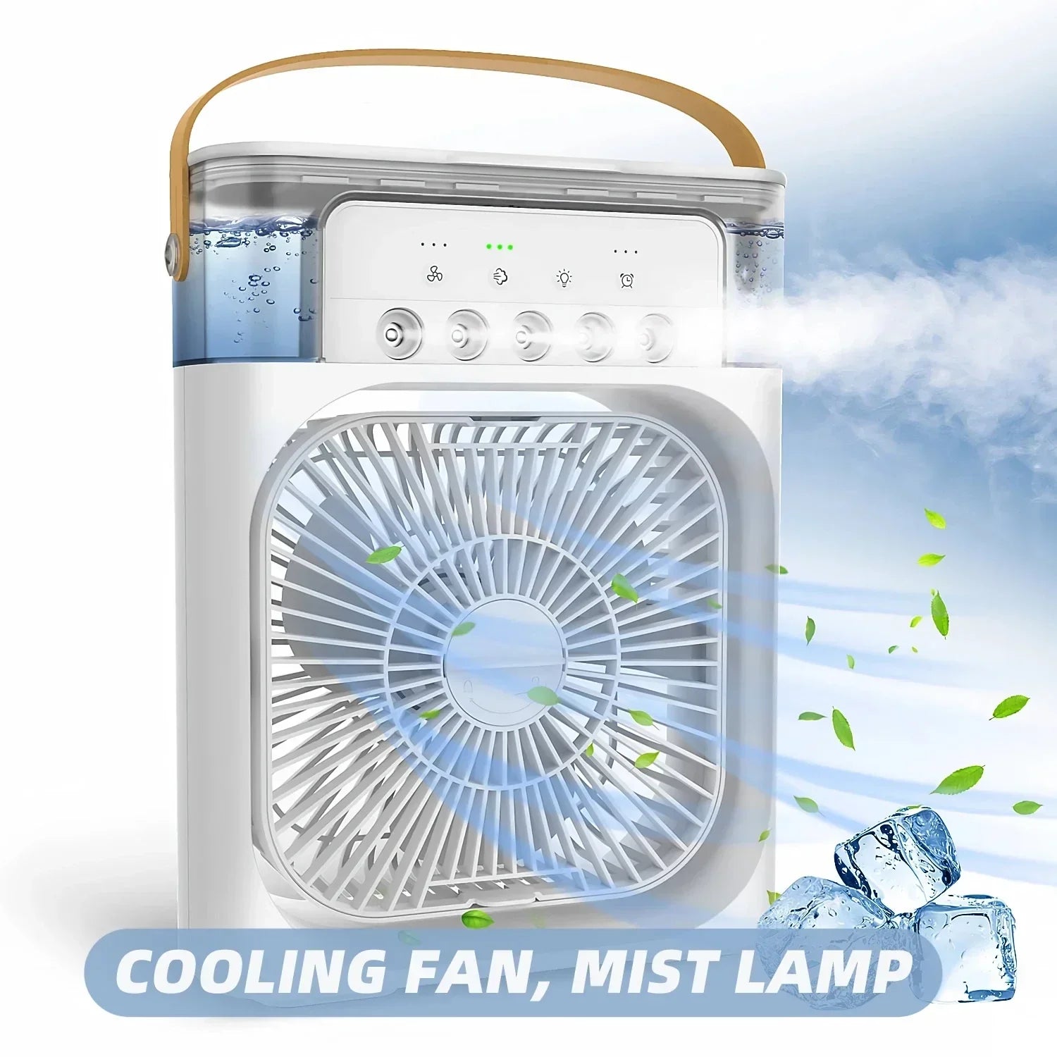 Enfriador de aire portátil 3 en 1 con humidificador y luz nocturna LED