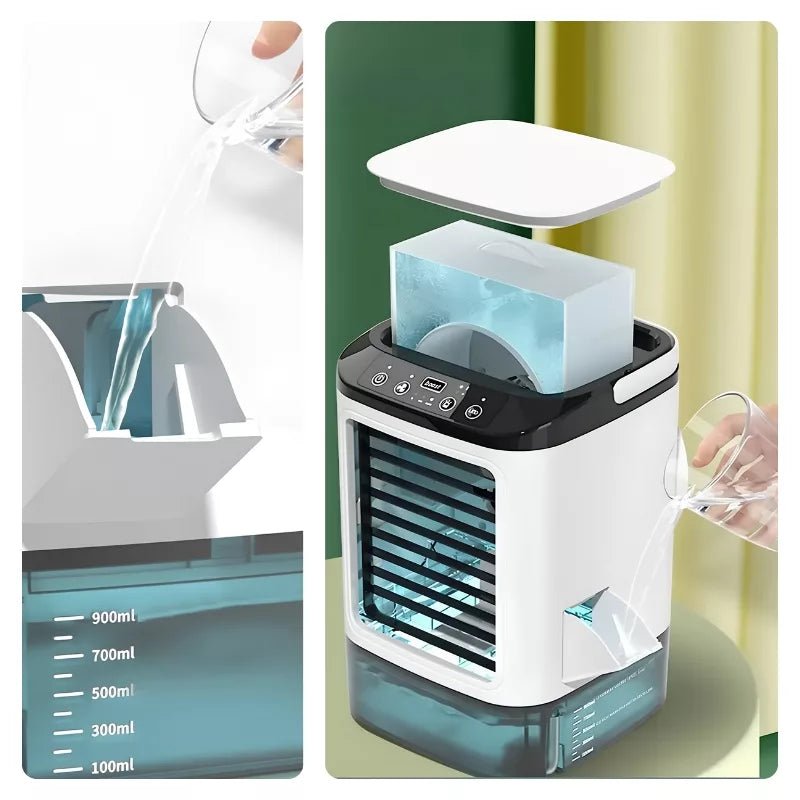 Enfriador de aire portátil con humidificador e iluminación LED
