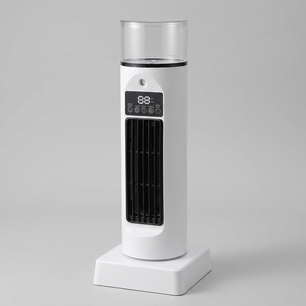 Enfriador de aire portátil de escritorio con humidificador, alimentación USB, sin aspas, 6 velocidades y mando a distancia