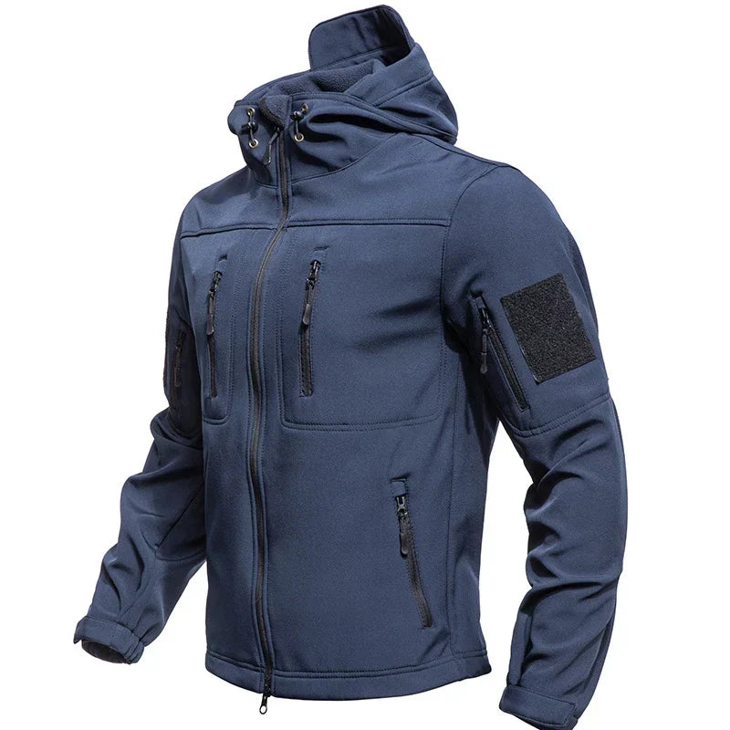 Escudo táctico | Chaqueta militar softshell impermeable con capucha para hombre