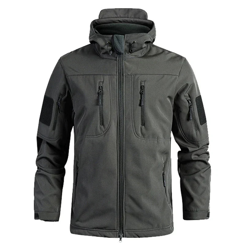 Escudo táctico | Chaqueta militar softshell impermeable con capucha para hombre