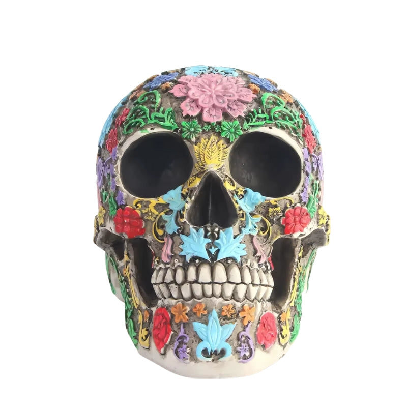 Escultura de calavera de resina para decoración de Halloween