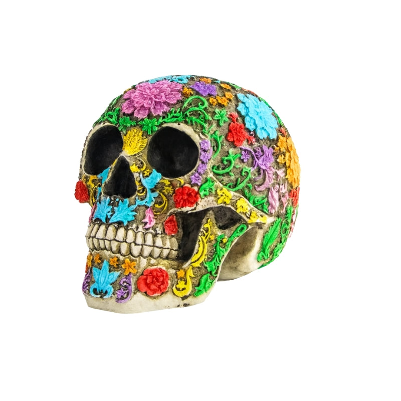 Escultura de calavera de resina para decoración de Halloween
