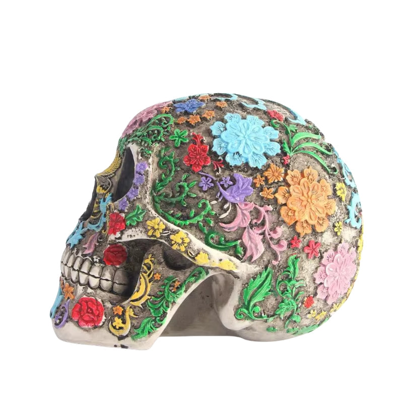 Escultura de calavera de resina para decoración de Halloween