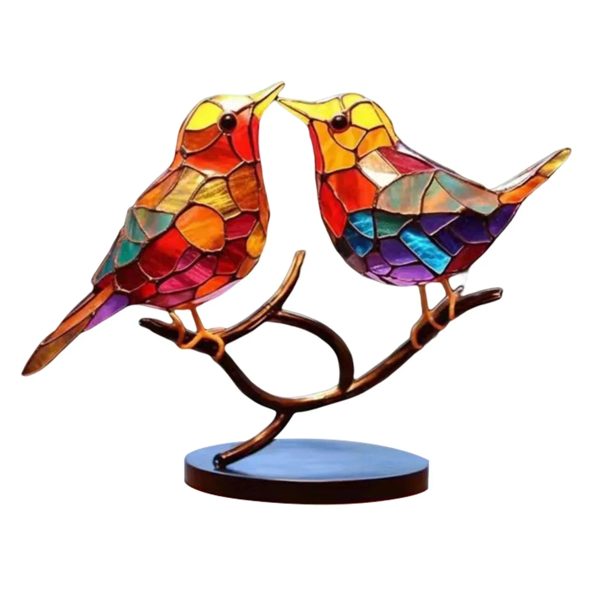 Escultura de pájaros en una rama de acrílico – Decoración artística y elegante para el hogar