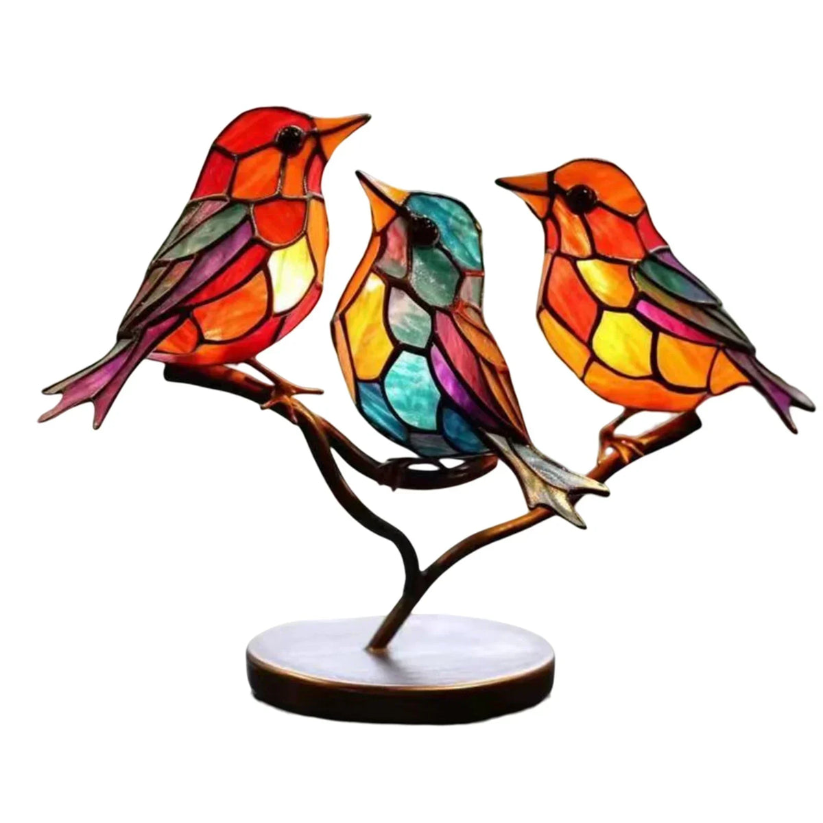 Escultura de pájaros en una rama de acrílico – Decoración artística y elegante para el hogar