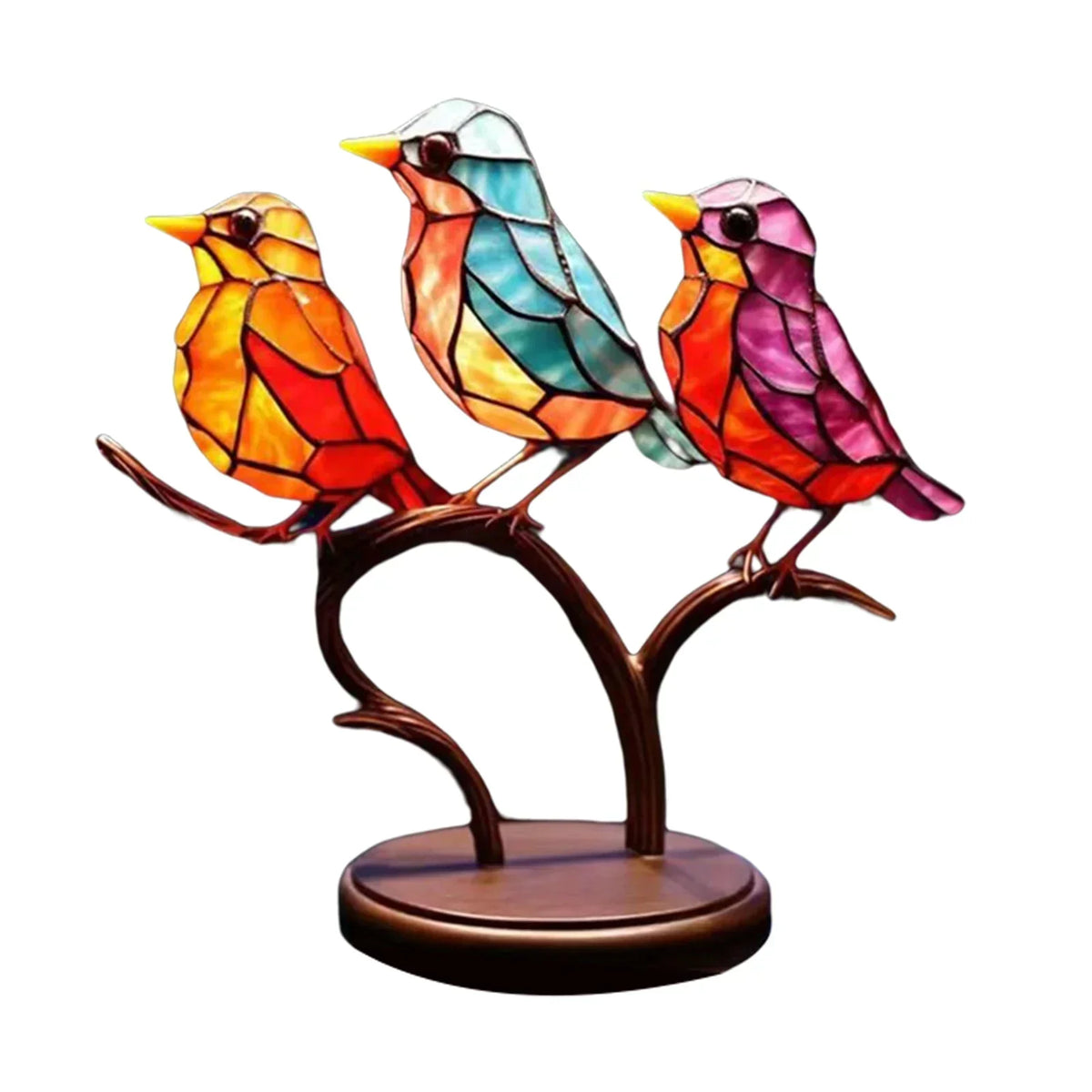 Escultura de pájaros en una rama de acrílico – Decoración artística y elegante para el hogar