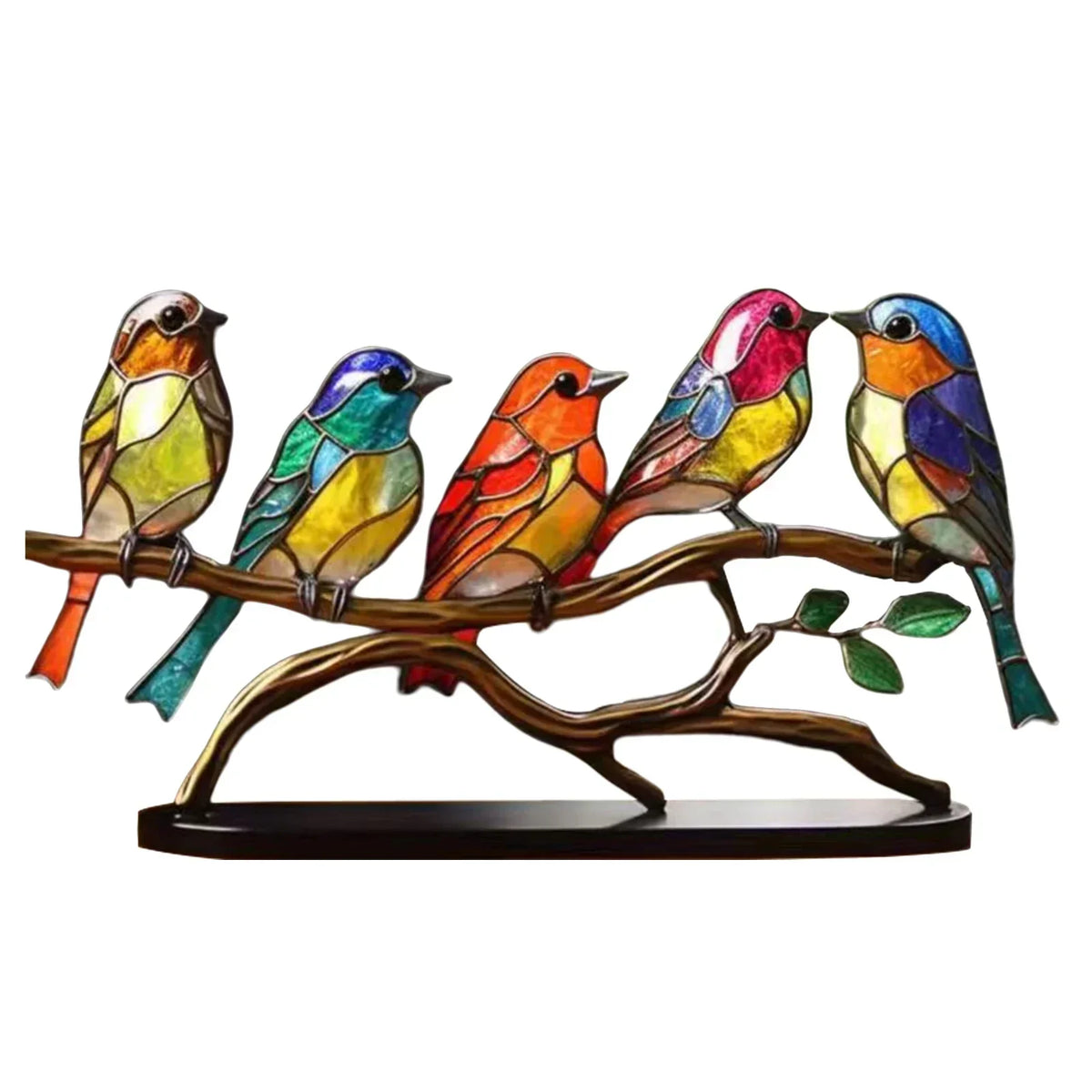 Escultura de pájaros en una rama de acrílico – Decoración artística y elegante para el hogar