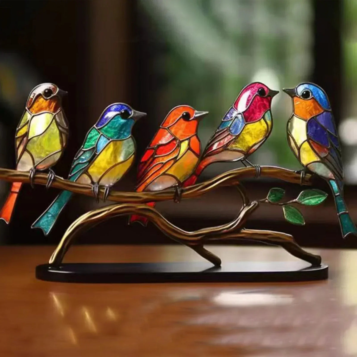 Escultura de pájaros en una rama de acrílico – Decoración artística y elegante para el hogar