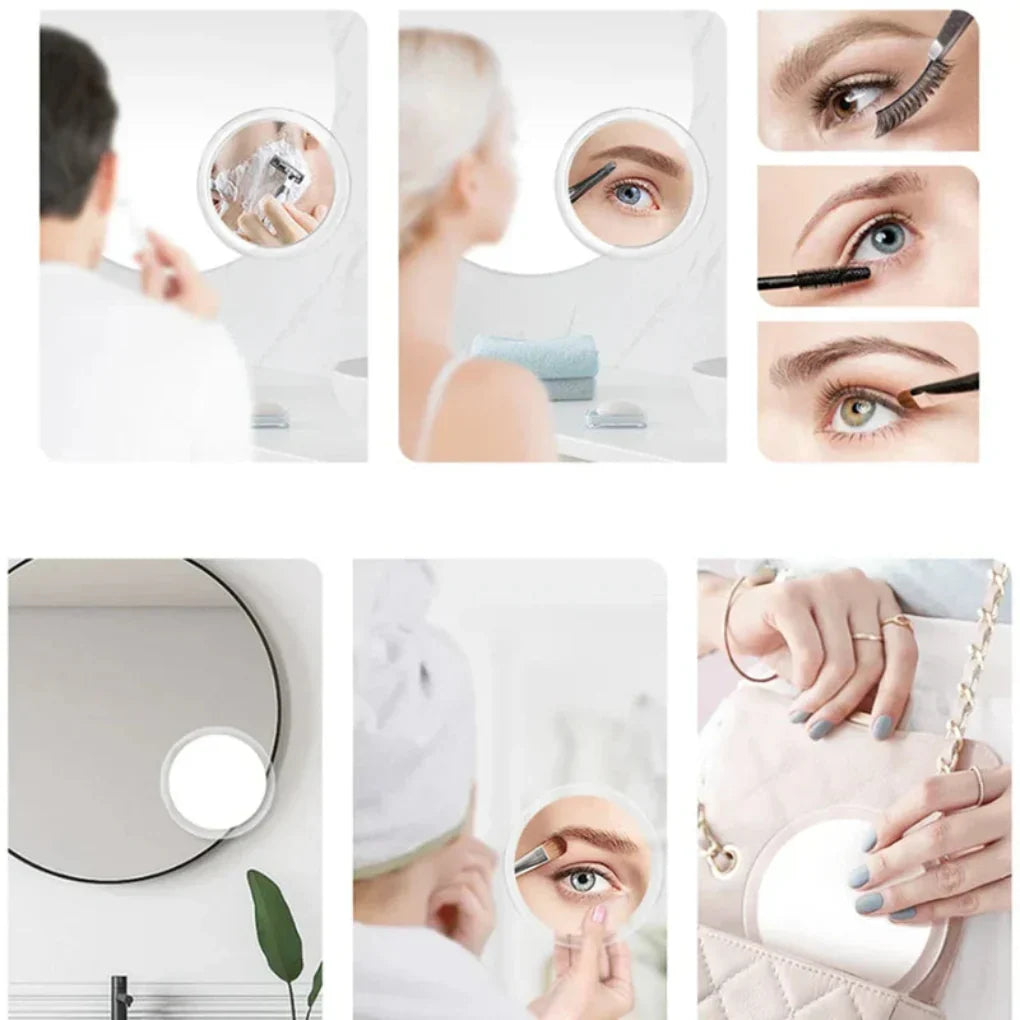 Espejo de aumento cosmético 10x con iluminación LED