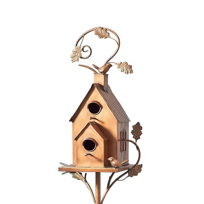 Estacas metálicas decorativas para jardín con casita para pájaros para exterior