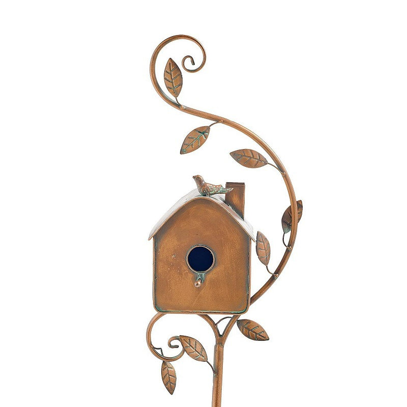 Estacas metálicas decorativas para jardín con casita para pájaros para exterior