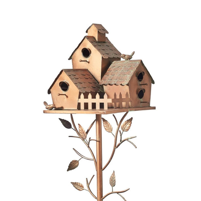 Estacas metálicas decorativas para jardín con casita para pájaros para exterior