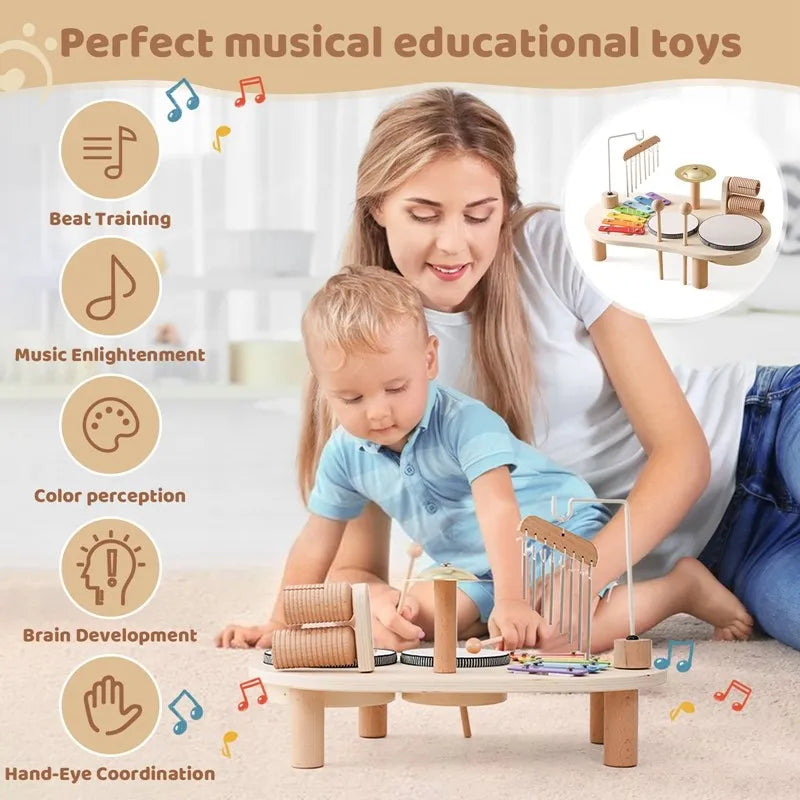 Estación musical de madera para niños