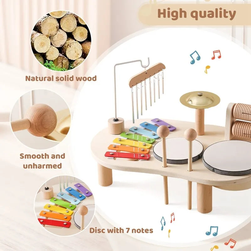 Estación musical de madera para niños
