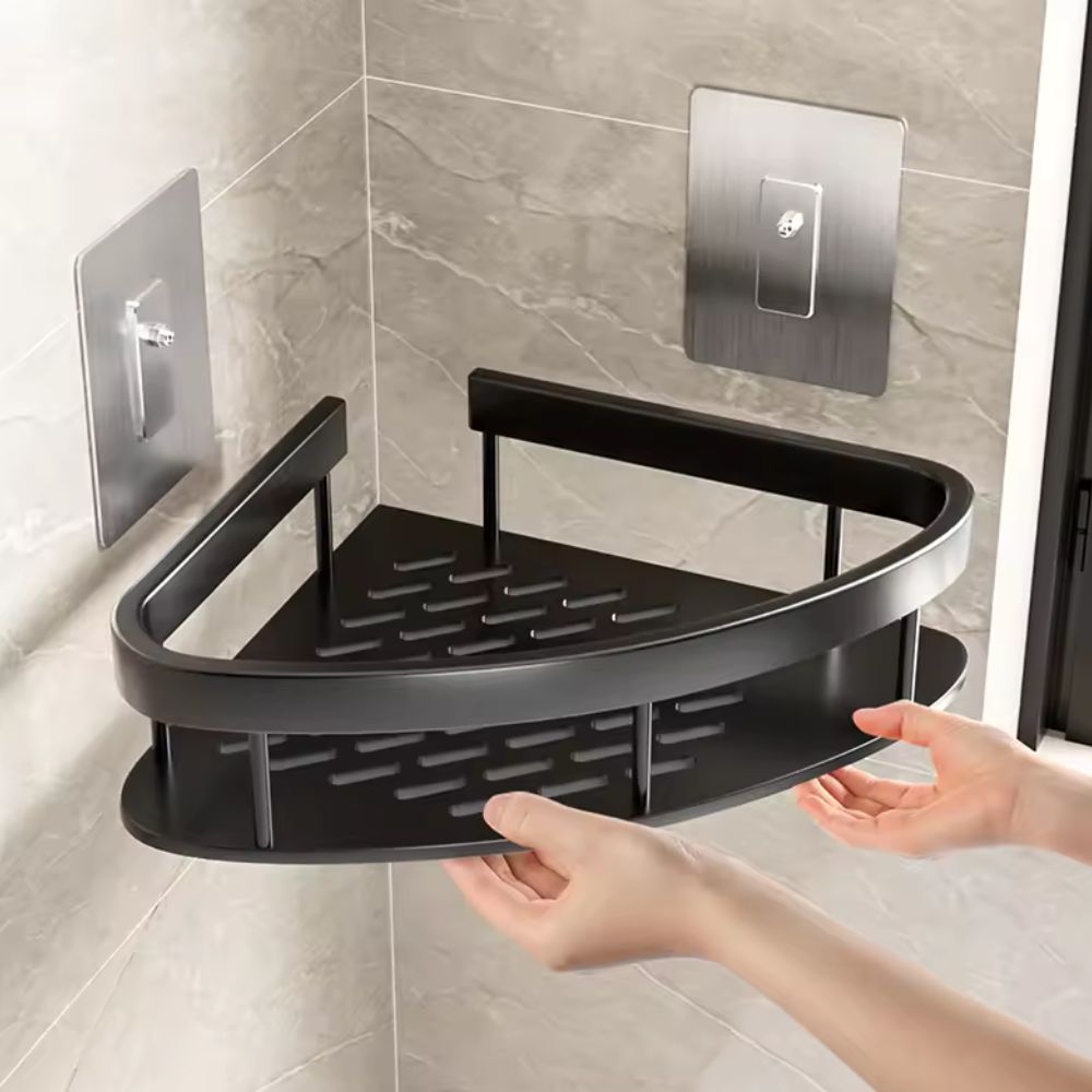 Estantería de ducha de aluminio - Autoadhesiva | Resistente al óxido | Elegante