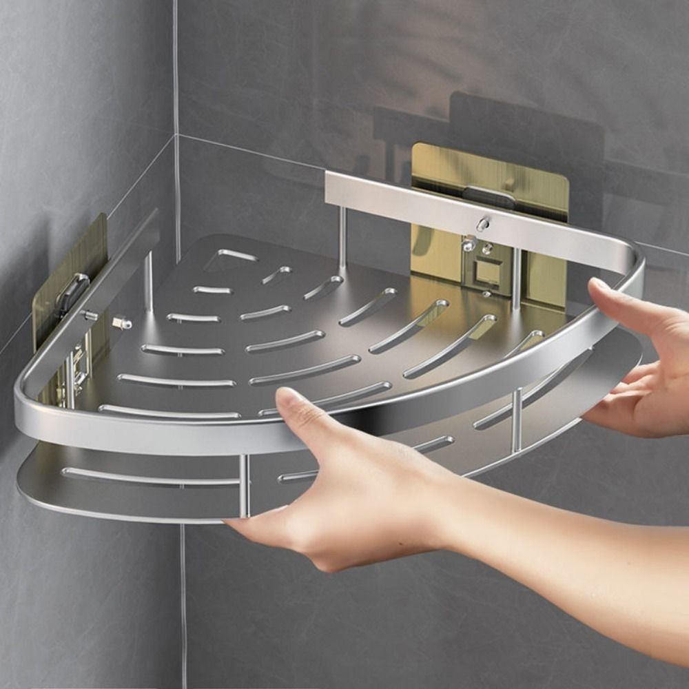 Estantería esquinera de baño de aluminio – Organizador funcional para champú y accesorios