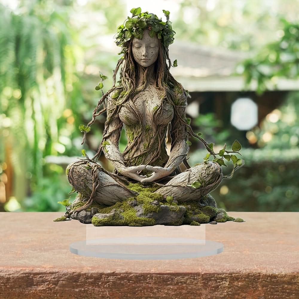 Estatua decorativa en 2D de diosa bohemia de acrílico