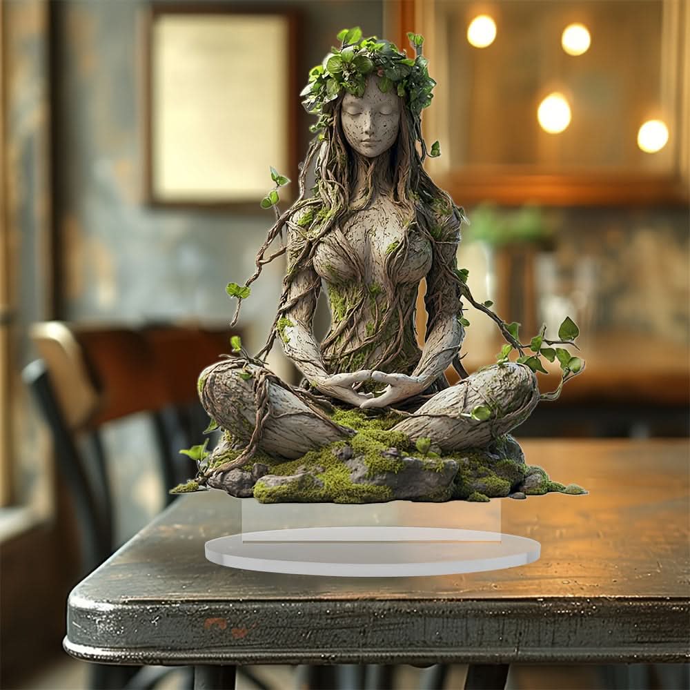 Estatua decorativa en 2D de diosa bohemia de acrílico