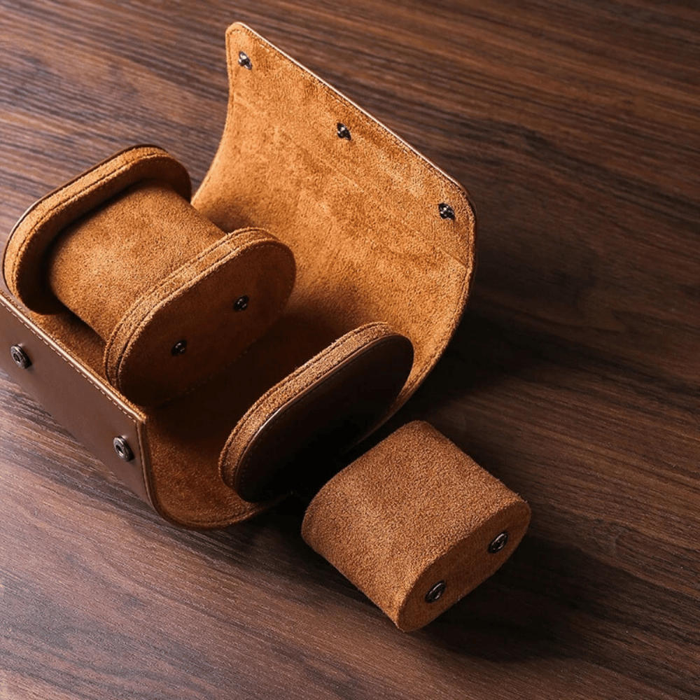 Estuche de viaje de piel para 1–3 relojes