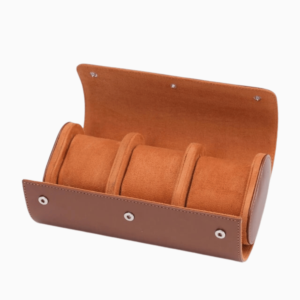 Estuche de viaje de piel para 1–3 relojes