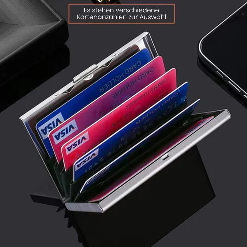 Estuche plano para tarjetas con protección RFID y cierre magnético