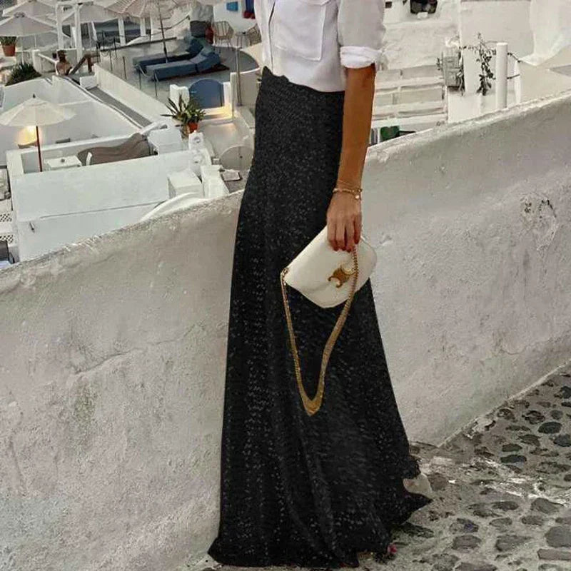 Falda maxi de talle alto para mujer | Diseño de lentejuelas